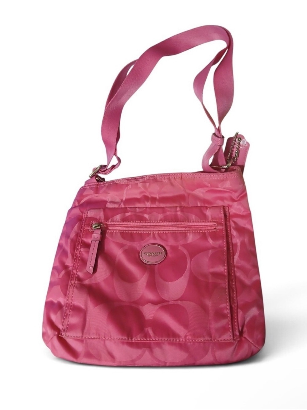 Coach Hot Pink Signature Nylon Crossbody Bag